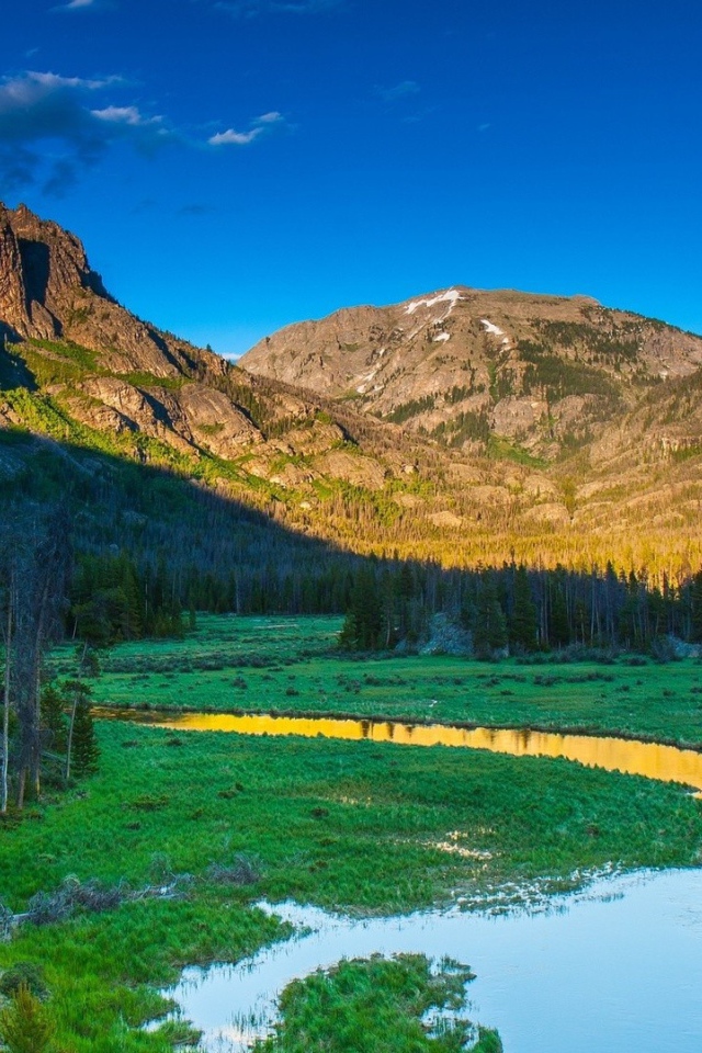 Узкая река в горной долине