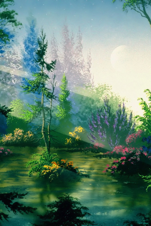 Весенние лучи солнца над рекой