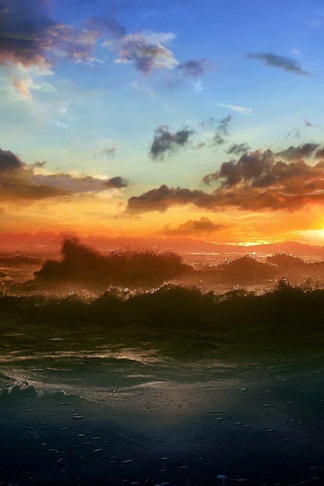 Закат на бушующем море