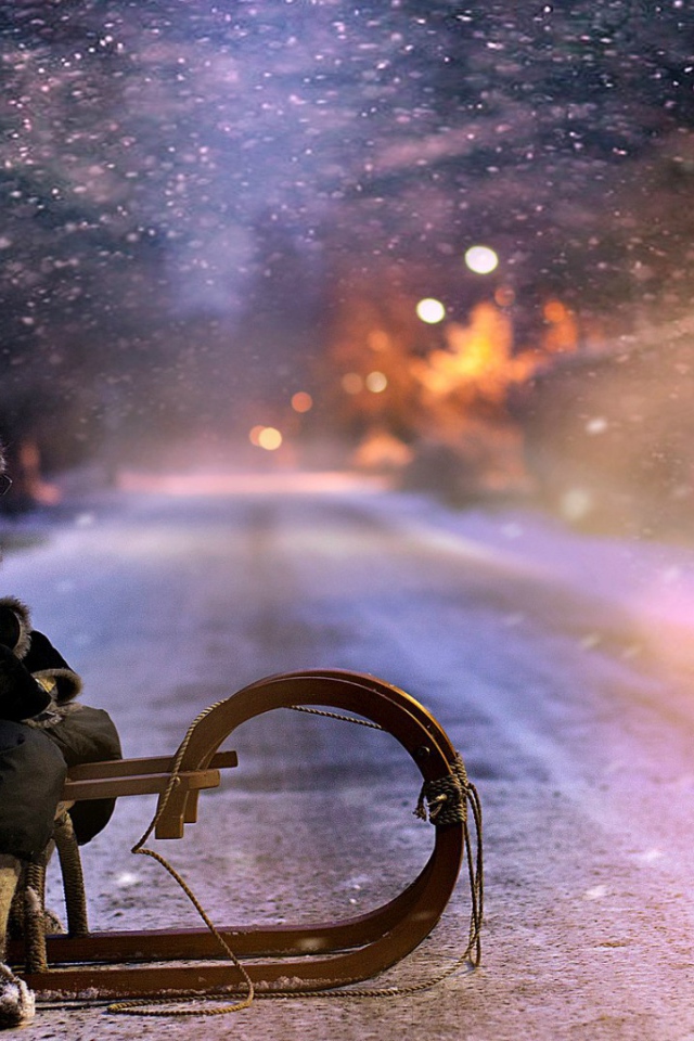 Мальчик катается на санках