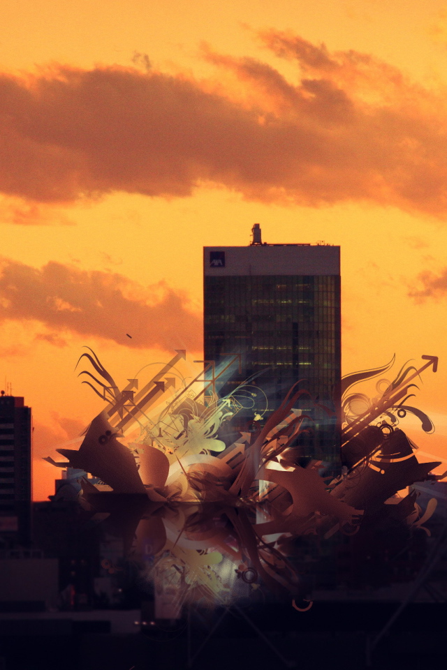 Рисунок на городском пейзаже