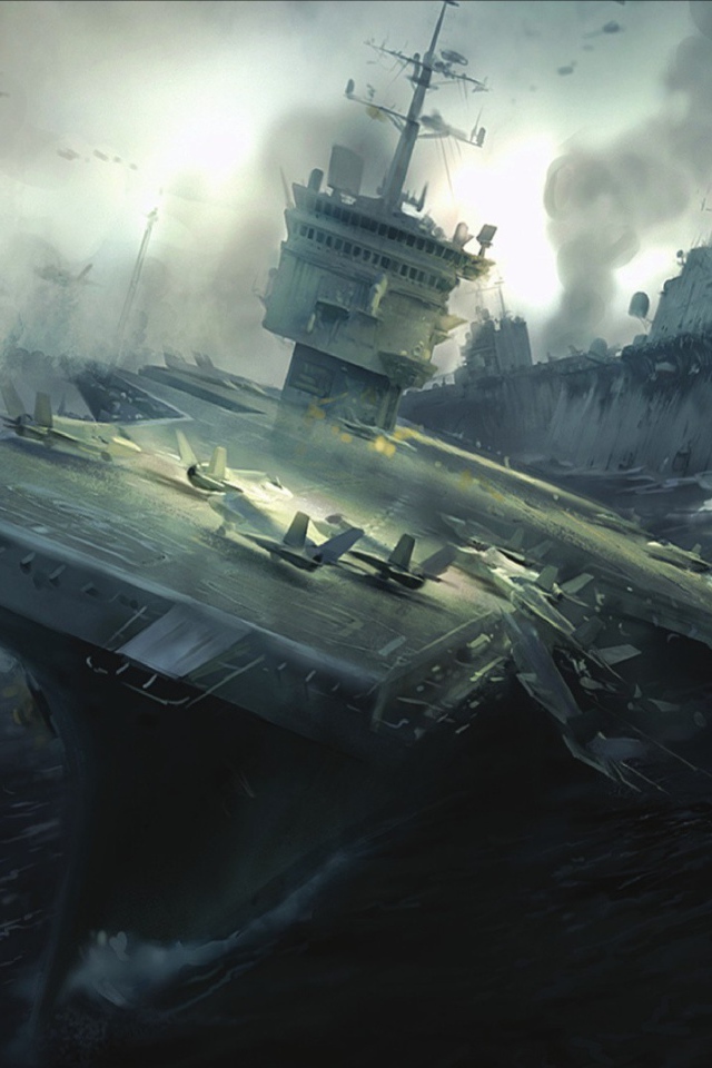 Авианосцы гибнут во время сражения