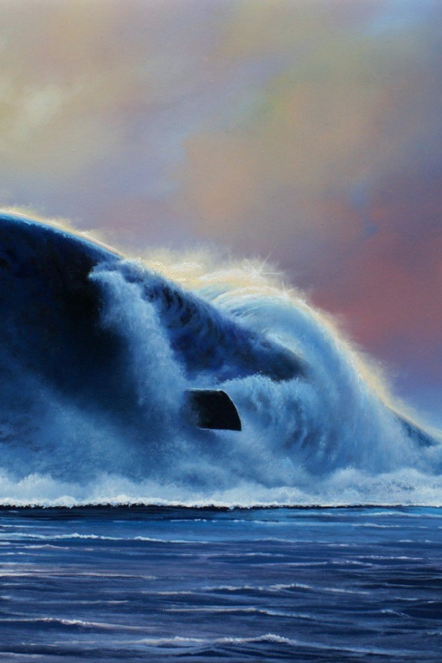 Подводная лодка поднимается на поверхность