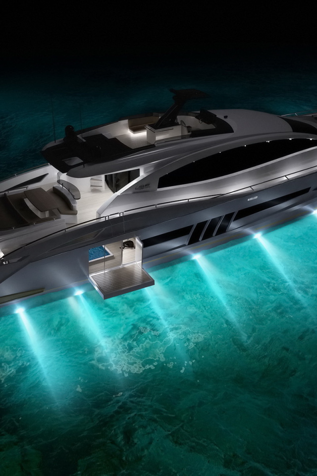 Яхта освещает дно моря