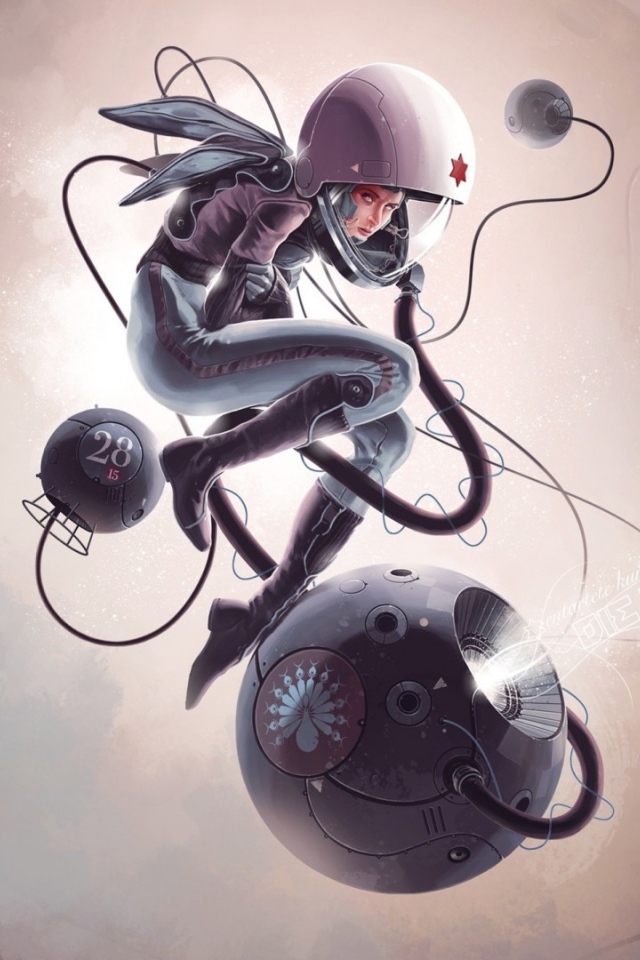 Астронавт с приборами в космосе