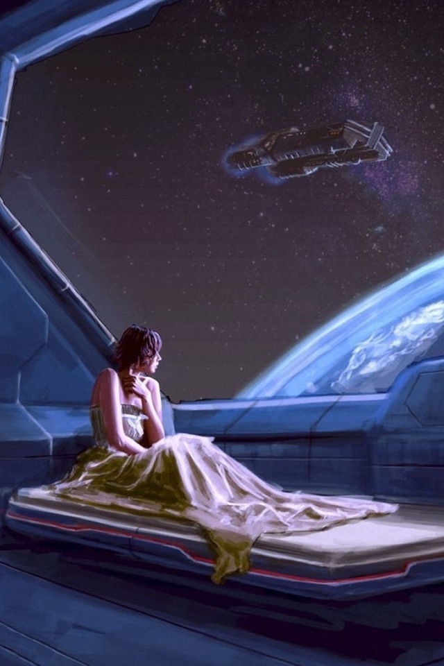 Девушка на космической станции