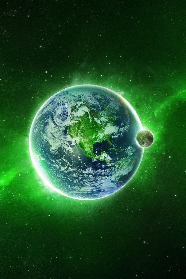 Наша планета в зеленой туманности