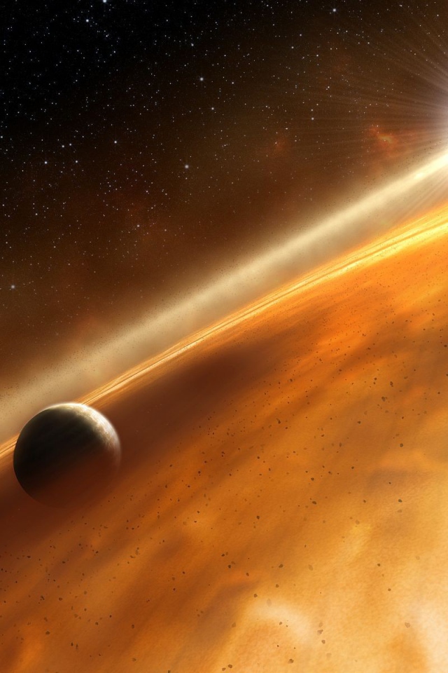 Планета пробивается сквозь туманность