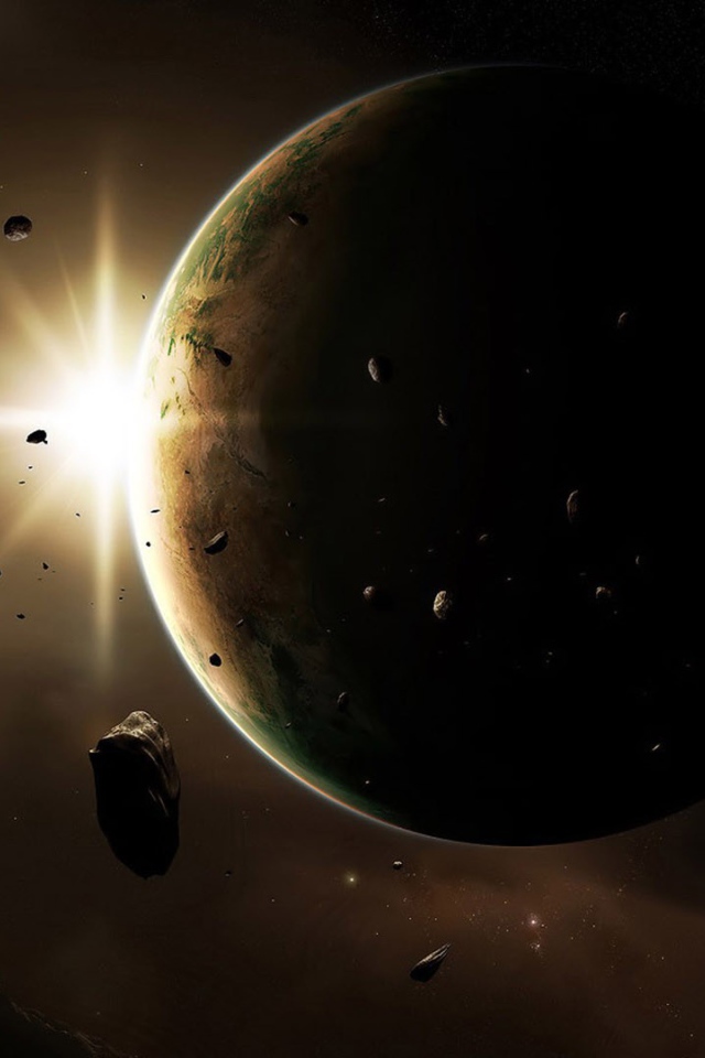 Планета на фоне коричневого космоса