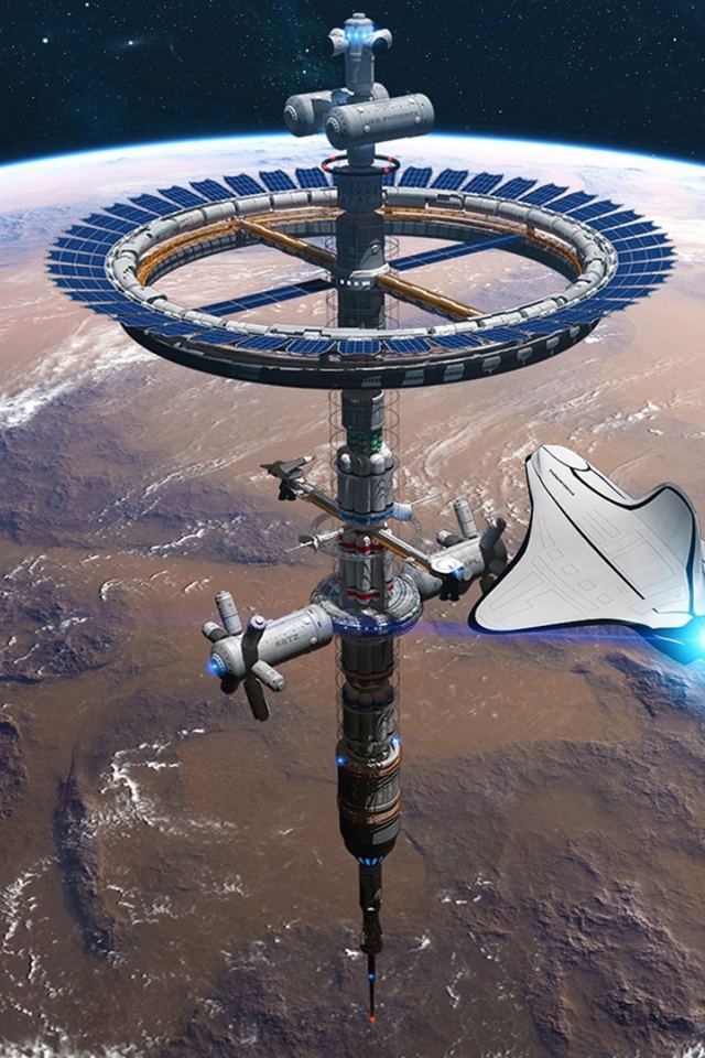 Космическая станция над Марсом