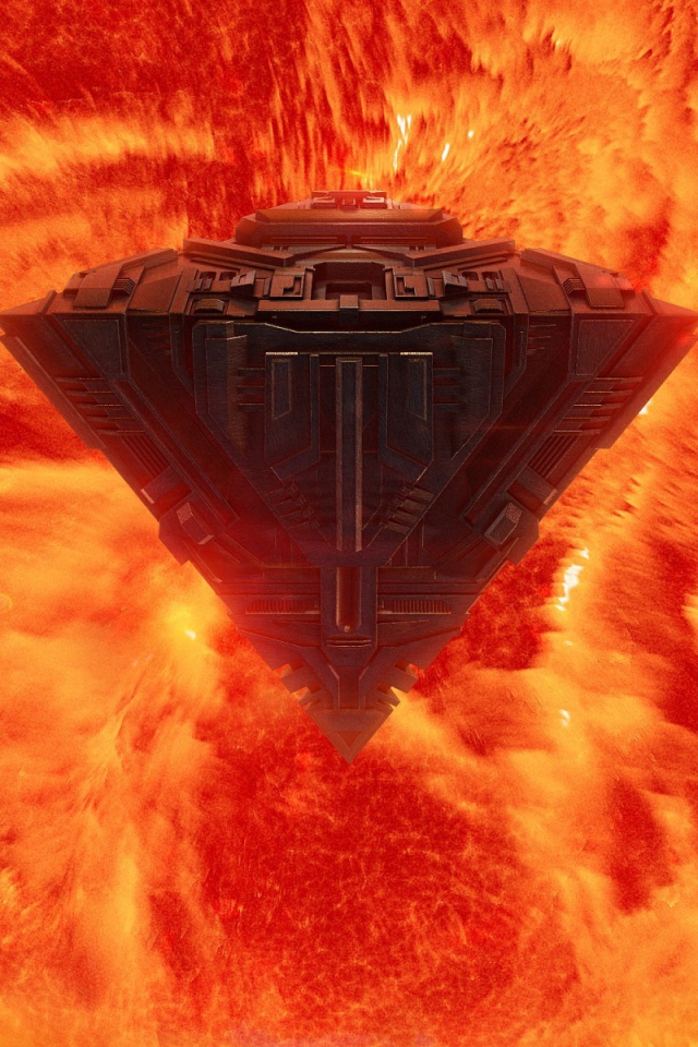 Космический корабль перед Солнцем