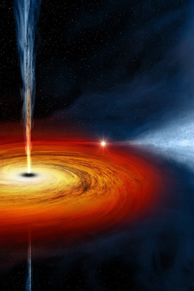 Черная дыра затягивает в себя голубой гигант