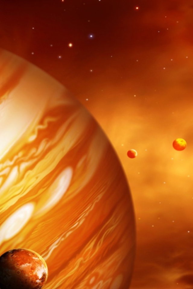 Планета Юпитер со спутниками