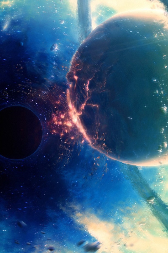 Планета разрушается, приближаясь к черной дыре