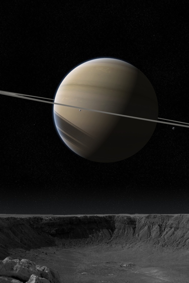 Вид на Сатурн с его спутника