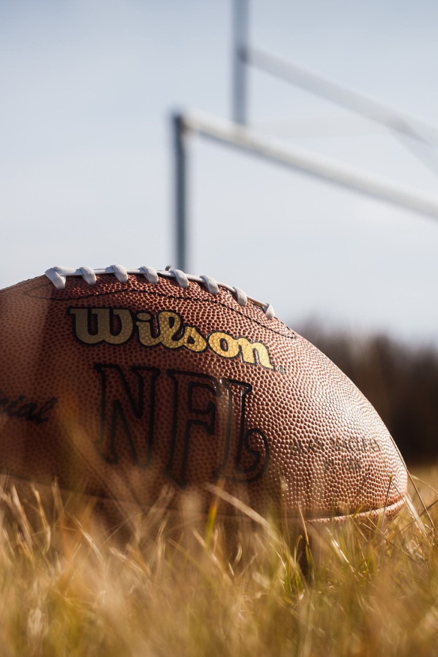 Мяч для американского футбола на поле