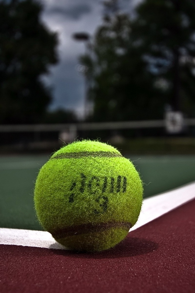 Мяч для тенниса на корте