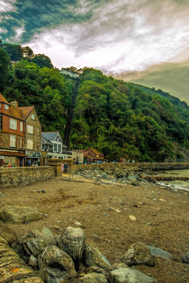 Дома у берега моря в Англии, HDR фото