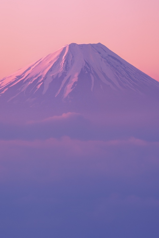 Гора Фуджи в розовой дымке