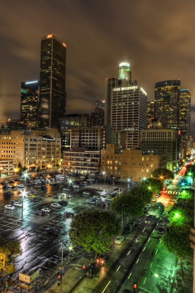 Парковка в ночном Лос-Анжелесе