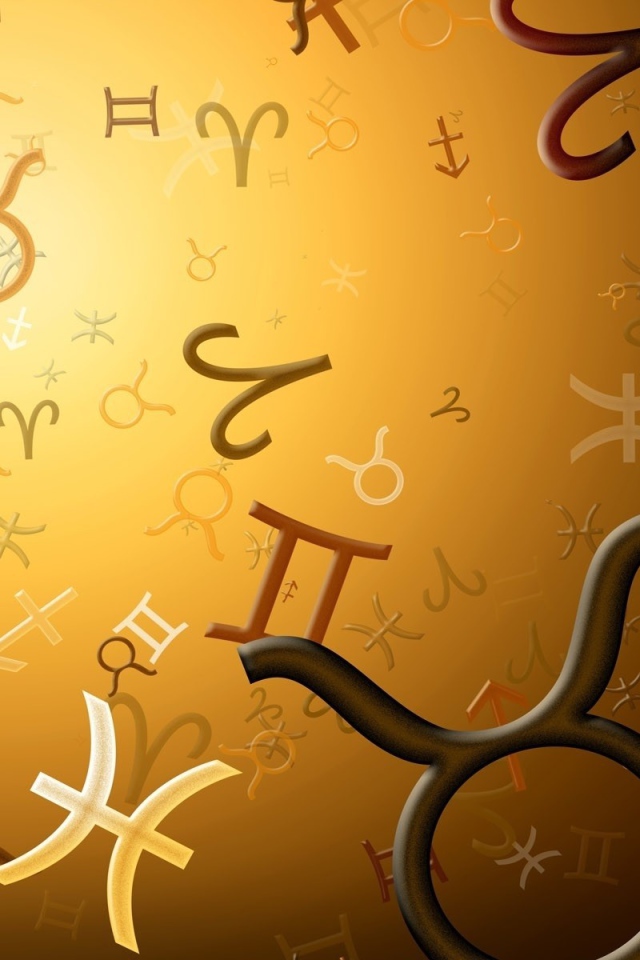 Знаки зодиака парят на коричневом фоне