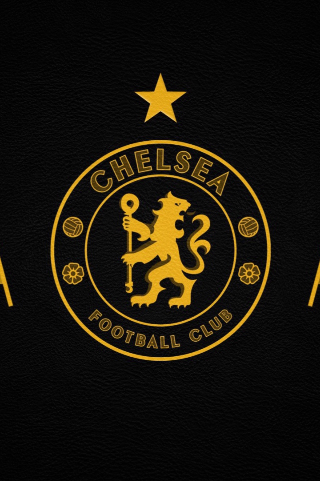 Футбольный клуб Челси, логотип  золотой на сером