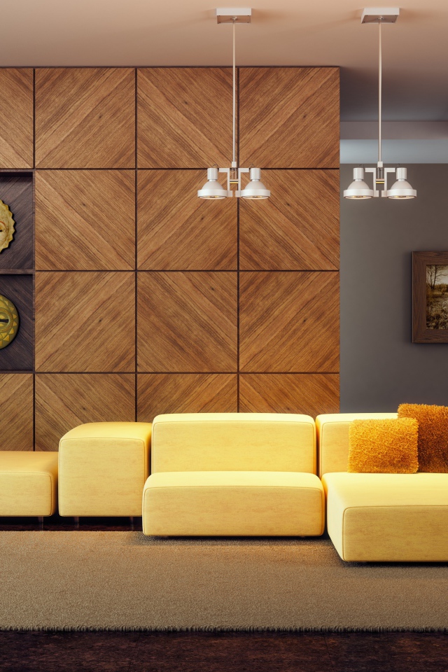 Составной желтый диван