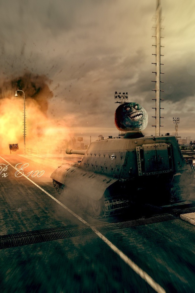 Выстрел из танка Jagdpanzer E 100 в игре World of Tanks