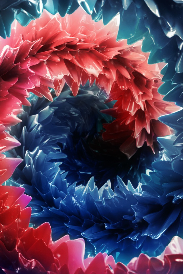 Абстрактная красно-синяя спираль 3 д  графика 