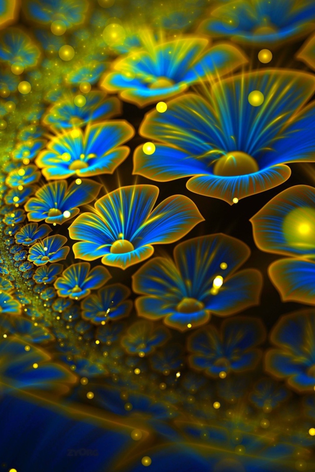 Красивые голубые цифровые цветы 