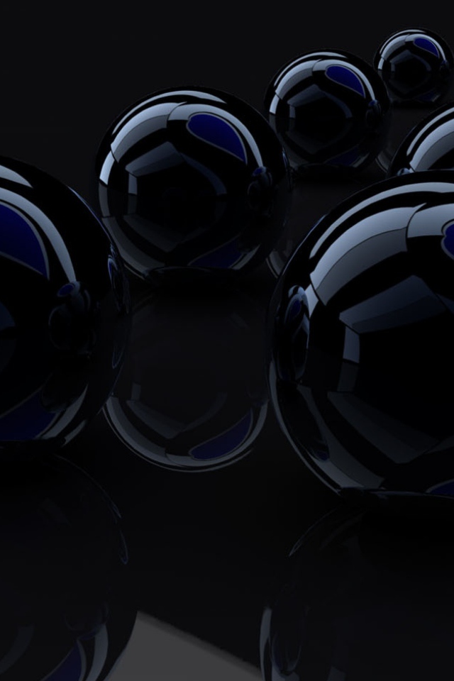 Черные стеклянные шары,  рендеринг 