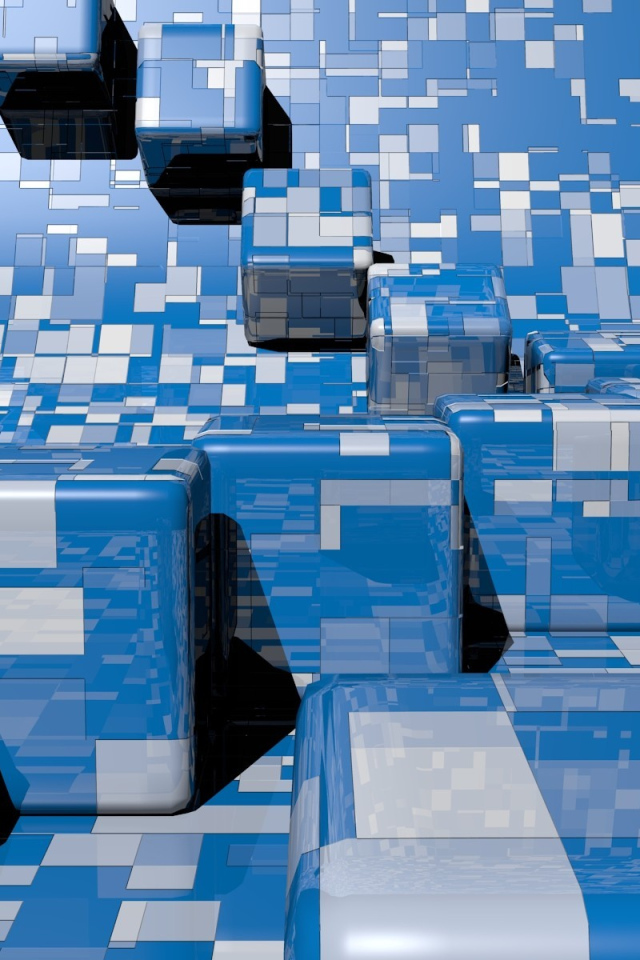 Сине - белые кубы 3D графика 