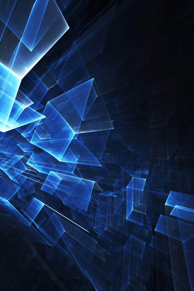 Голубые абстрактные фигуры в воздухе 3д графика