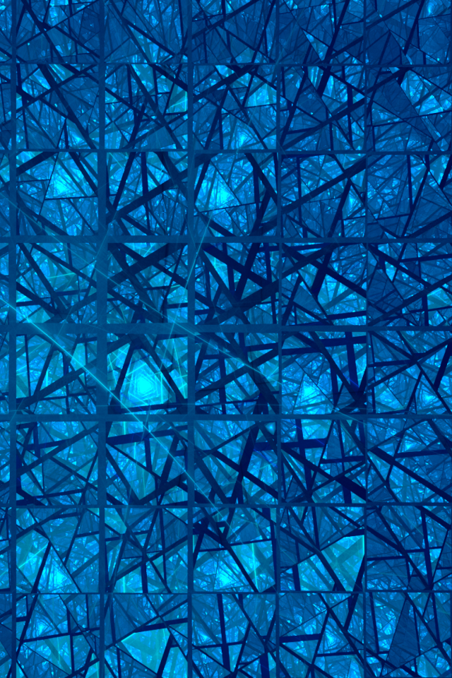 Синий фрактальный рисунок с зеркальными квадратами