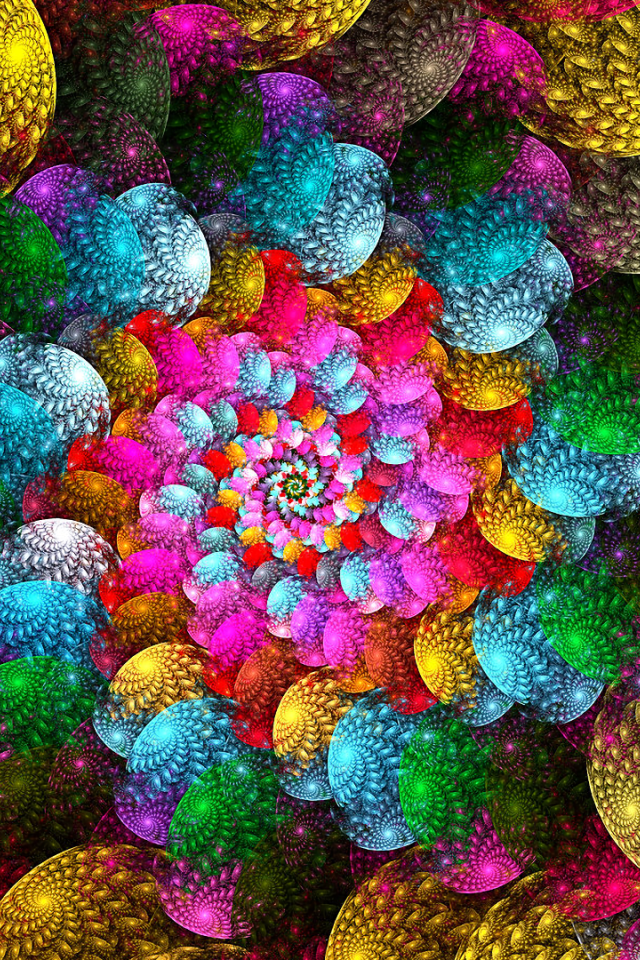 Яркий красочный спиральный абстрактный рисунок 