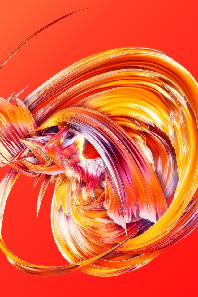 Красочные волны на оранжевом фоне 