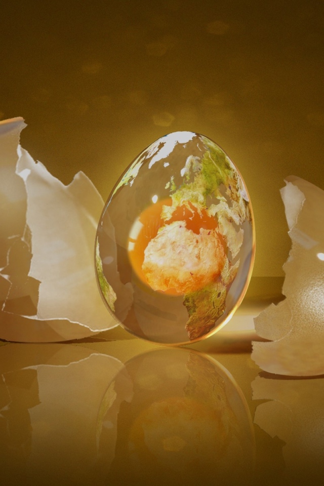 Яйцо с необычной серединкой в разбитой скорлупе 3д графика 