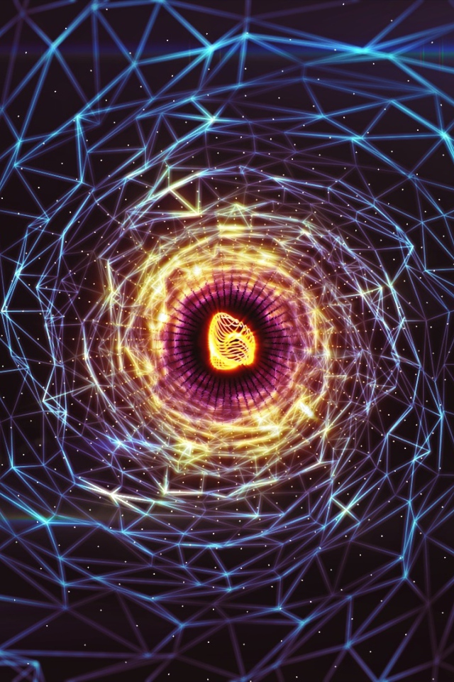 Электронная паутина из светящихся нитей 3д графика 