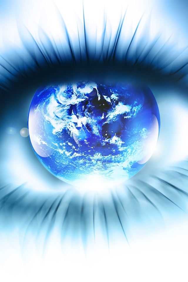 Глаз с голубой планетой земля абстракция 