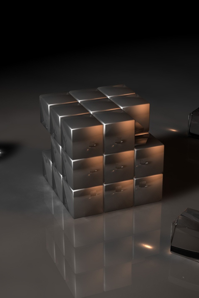 Стеклянный кубик Рубика 3D графика 