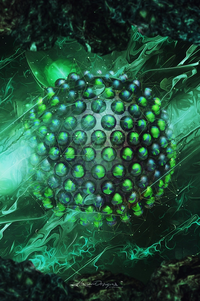 Зеленая сфера рендеринг, абстракция 