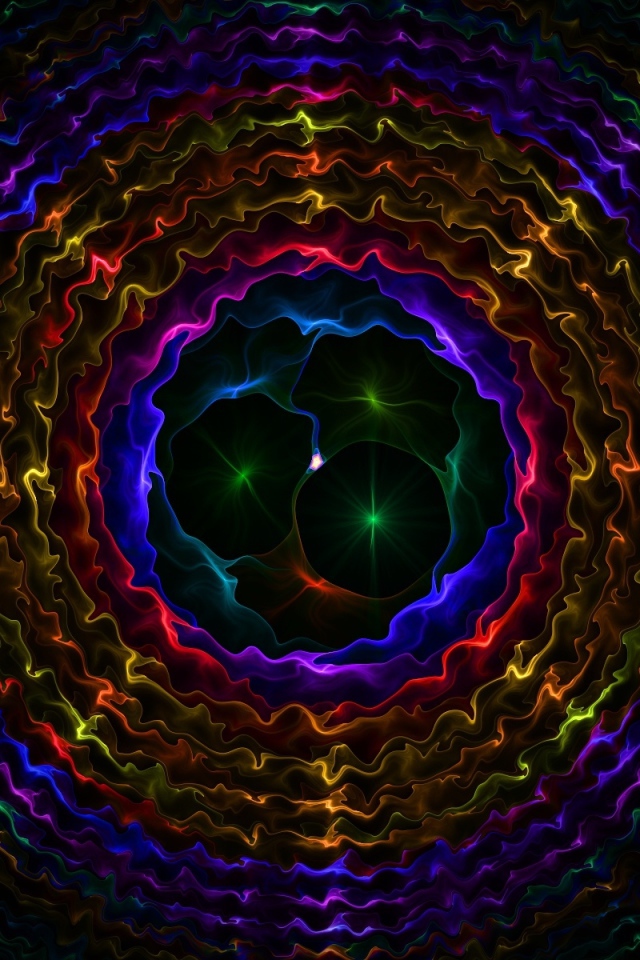 Разноцветные круглые волнистые узоры, абстракция  