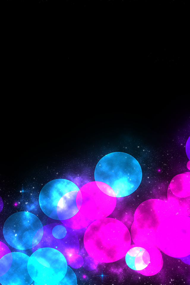 Розовые и голубые шары на черном фоне 