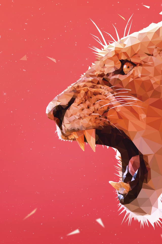 Хищная львица на розовом фоне 3д графика