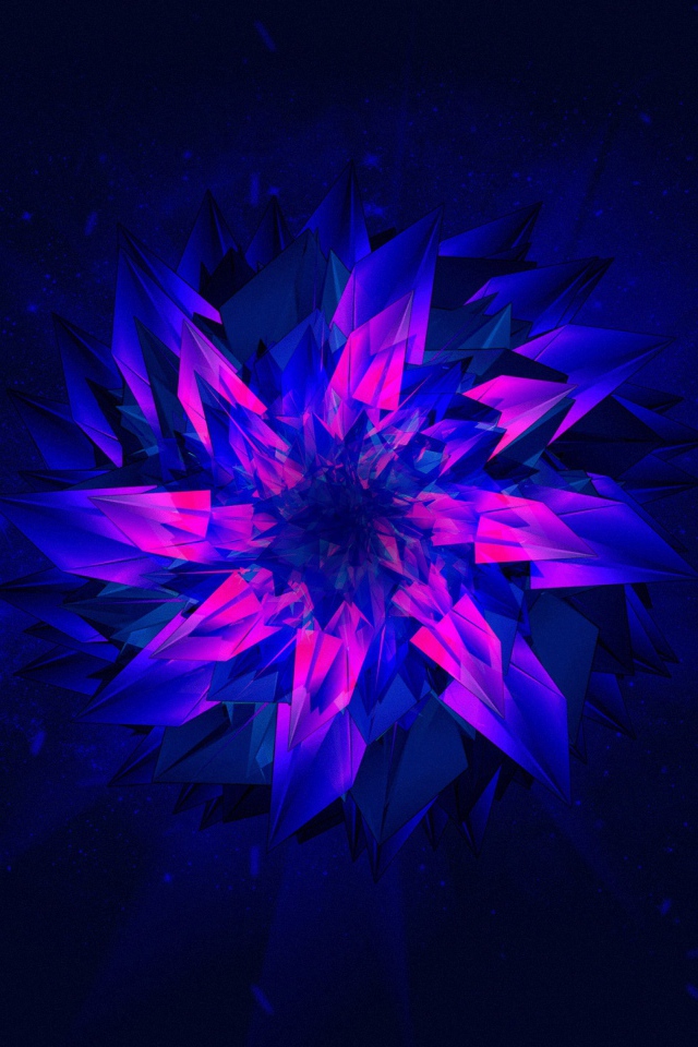 Фиолетовый абстрактный цветок на синем фоне