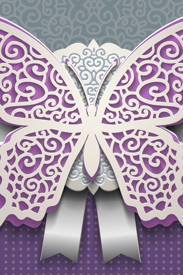 Пурпурная бабочка с белым, 3д графика