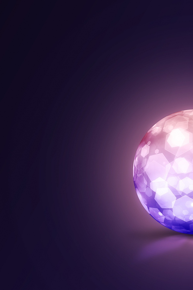Сияющий шар на фиолетовом фоне 3д графика