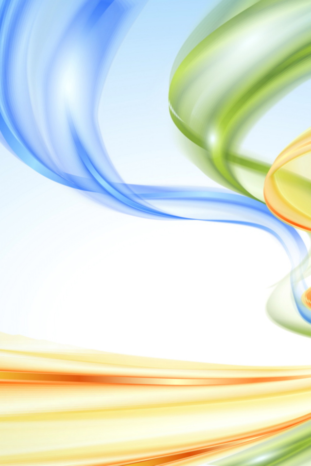 Вертикальные голубые, оранжевые и зеленые  абстрактные волны