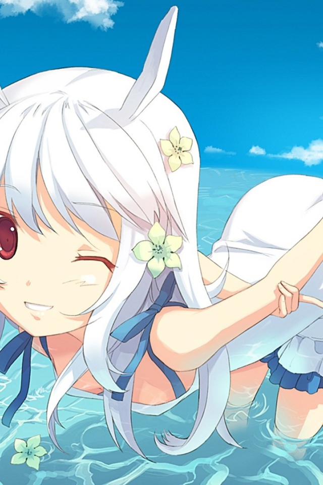 Девушка аниме с ушами кролика 