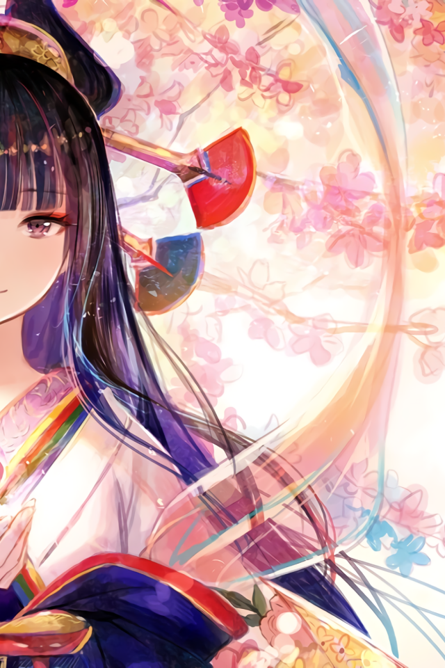 Аниме девушка с цветами в волосах 